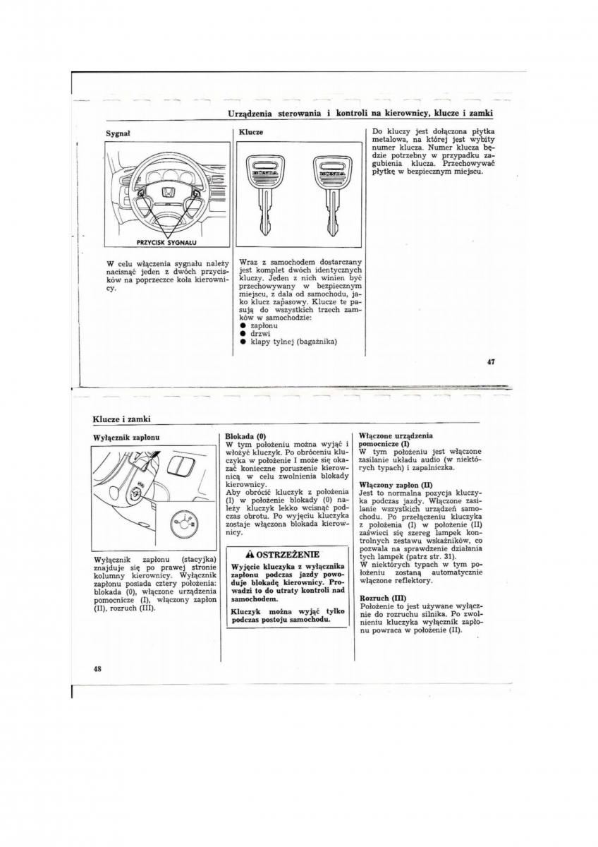 Honda Civic V 5 instrukcja obslugi / page 21