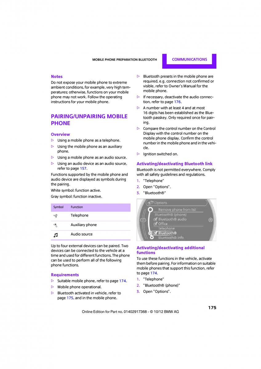 Mini Paceman owners manual / page 176