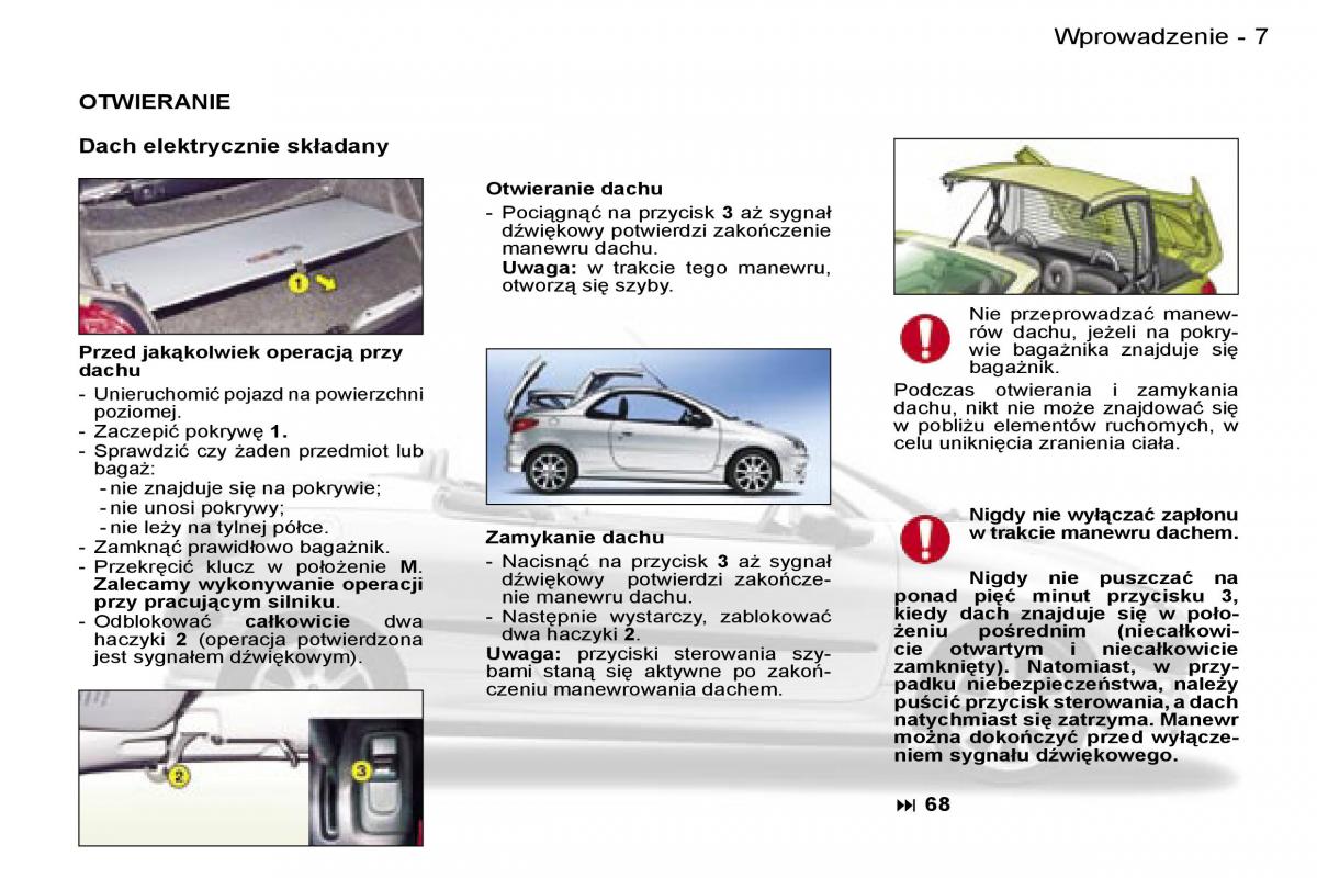 Peugeot 206 CC instrukcja obslugi page 4 pdf