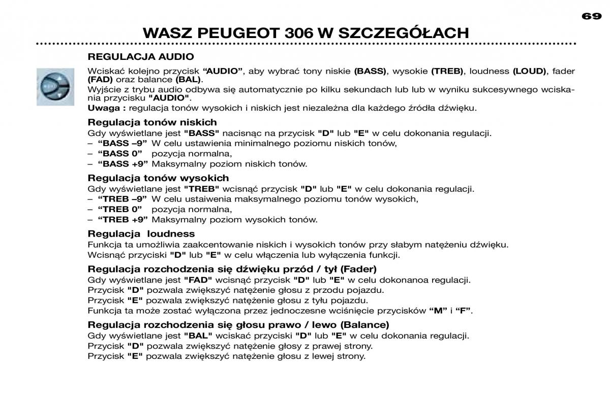 Peugeot 306 instrukcja obslugi / page 67