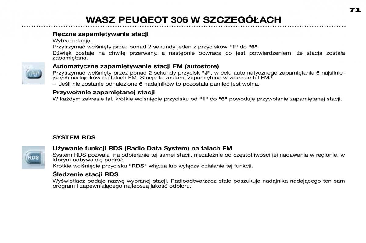 Peugeot 306 instrukcja obslugi / page 69