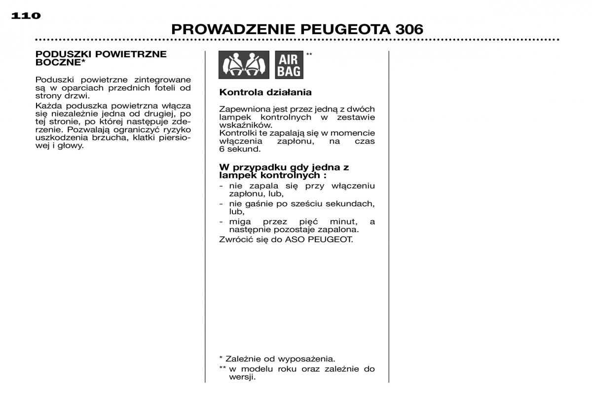 Peugeot 306 instrukcja obslugi / page 108