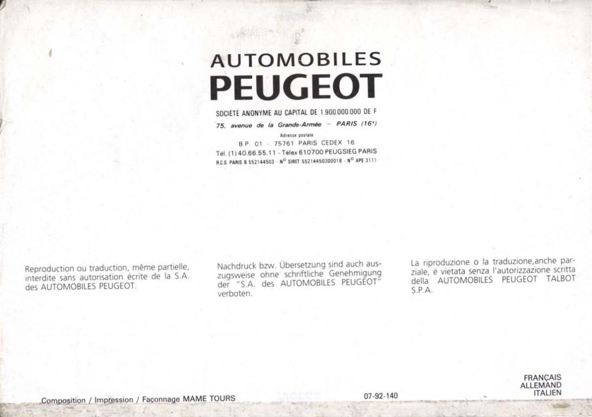 Peugeot 405 instrukcja obslugi / page 165