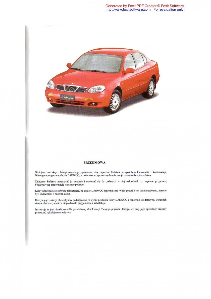 Daewoo Leganza instrukcja obslugi / page 2