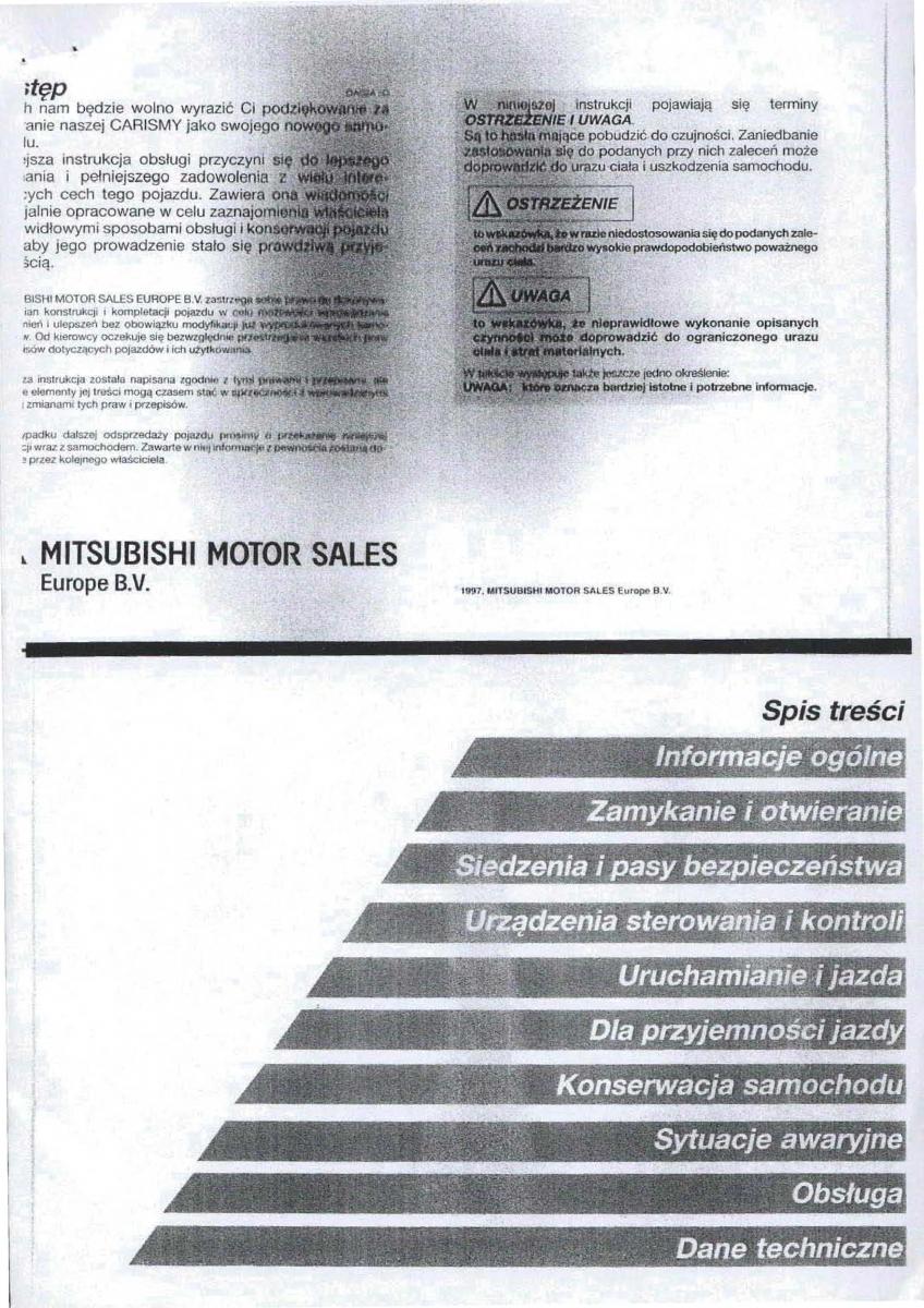 Mitsubishi Carisma instrukcja obslugi / page 2