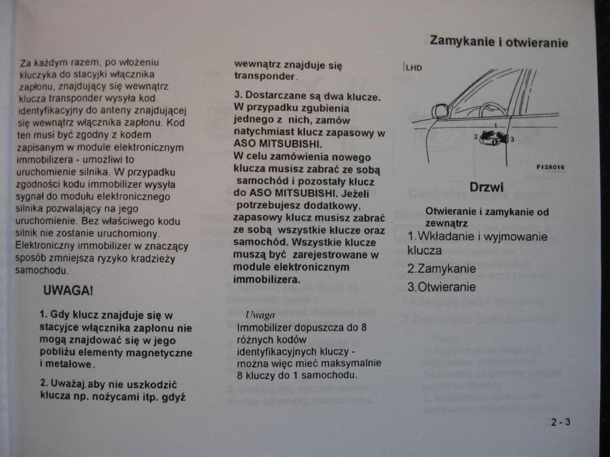 Mitsubishi Colt V 5 CJO instrukcja obslugi / page 12
