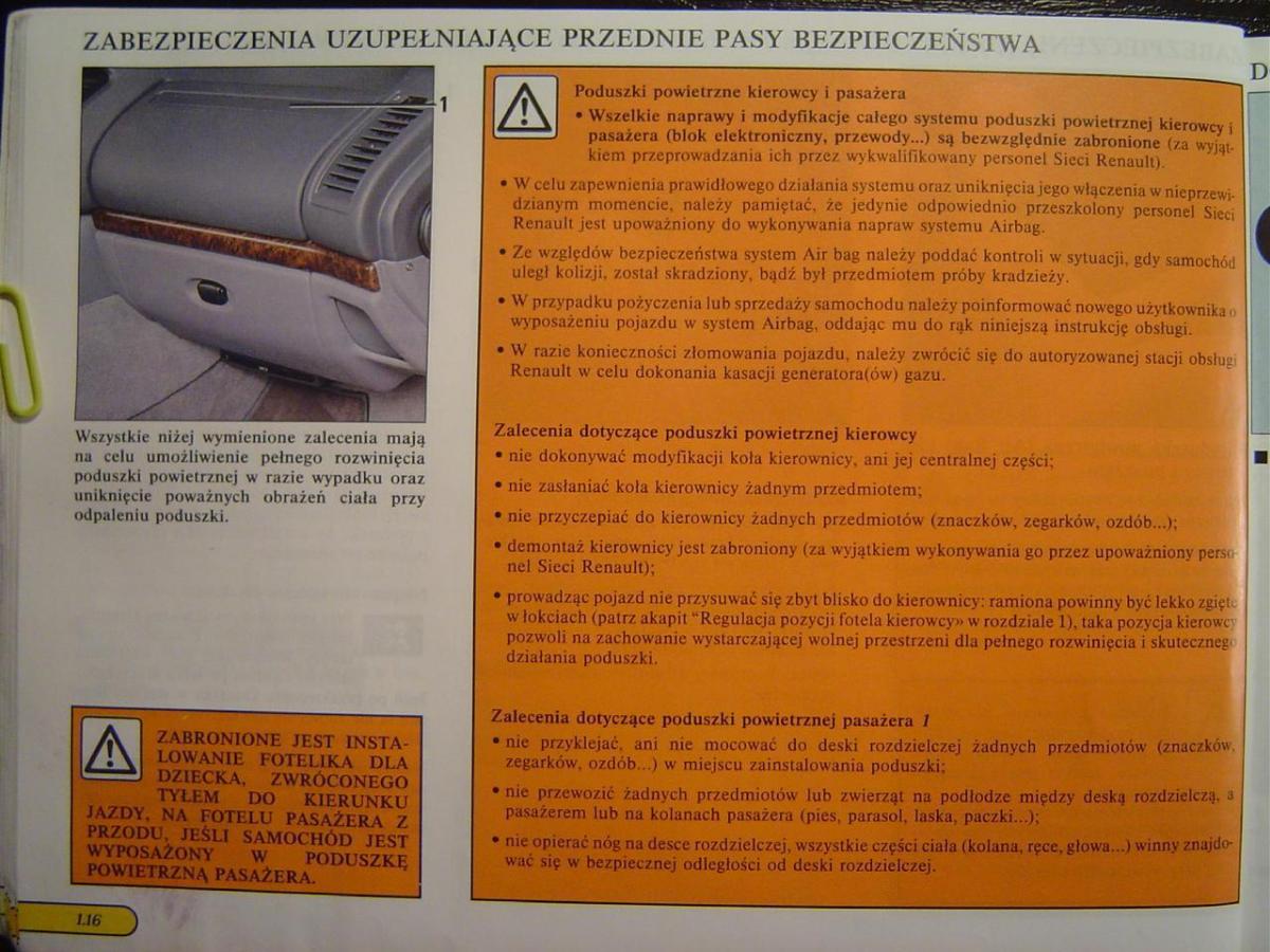 Renault Safrane I instrukcja obslugi / page 22