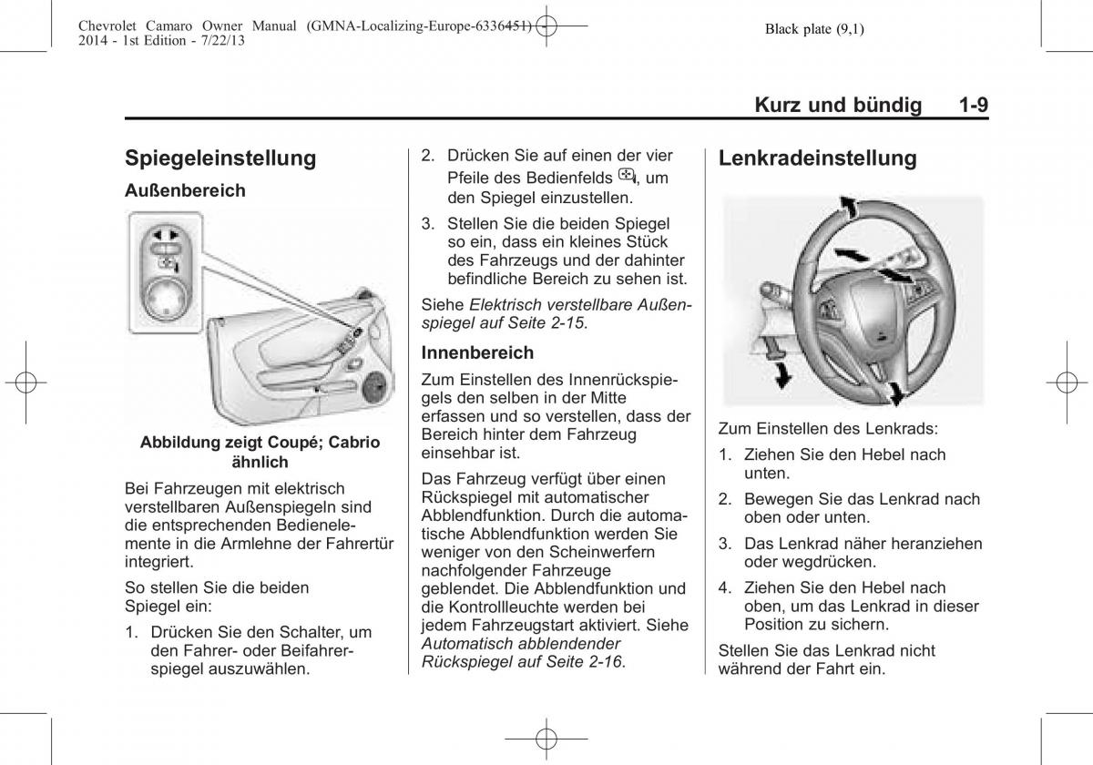 Chevrolet Camaro V 5 Handbuch / page 13