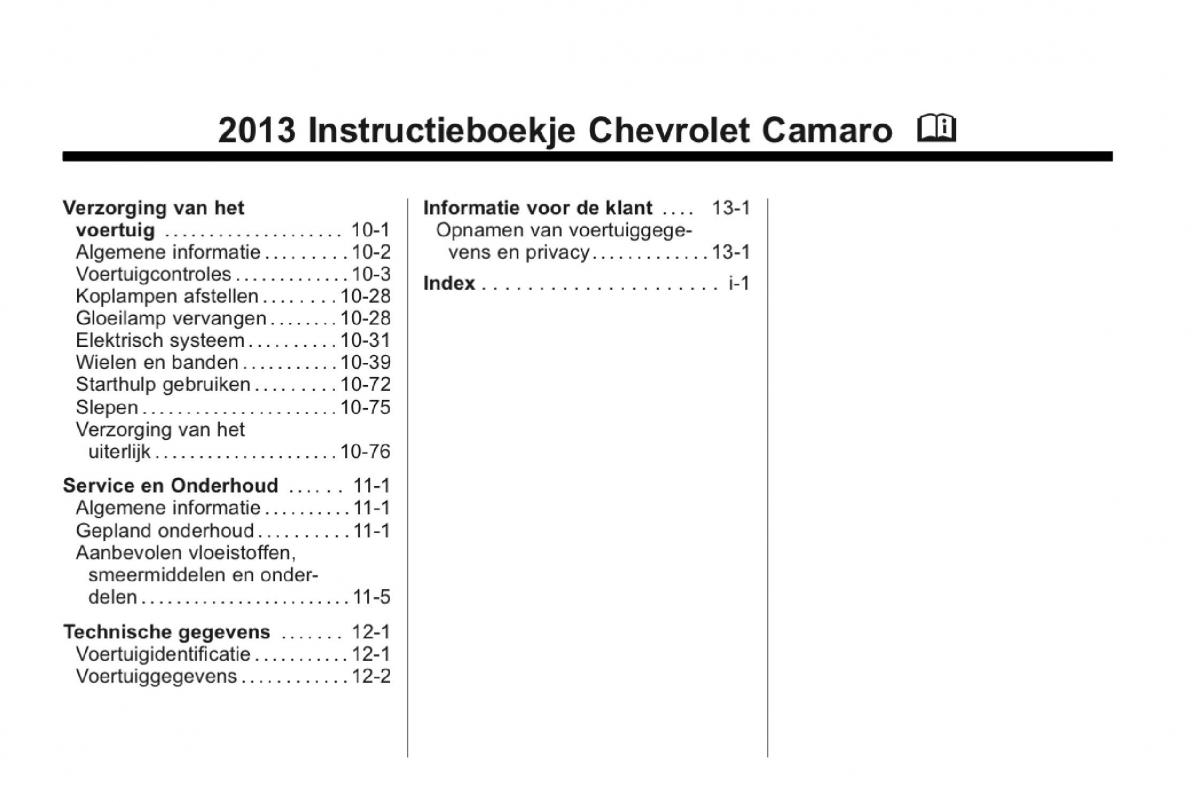 Chevrolet Camaro V 5 Bilens instruktionsbog / page 3