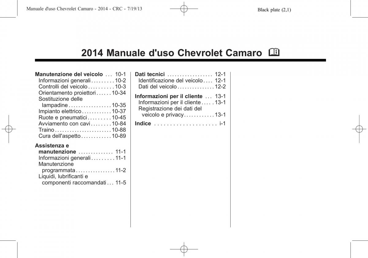 Chevrolet Camaro V 5 manuale del proprietario / page 2