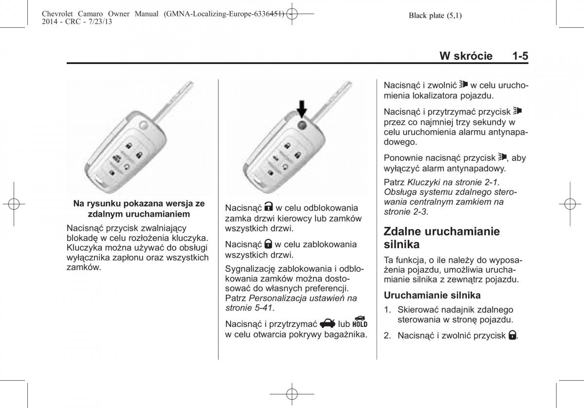 Chevrolet Camaro V 5 instrukcja obslugi / page 11