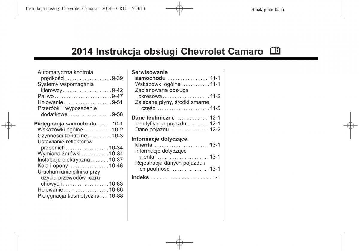 Chevrolet Camaro V 5 instrukcja obslugi / page 2