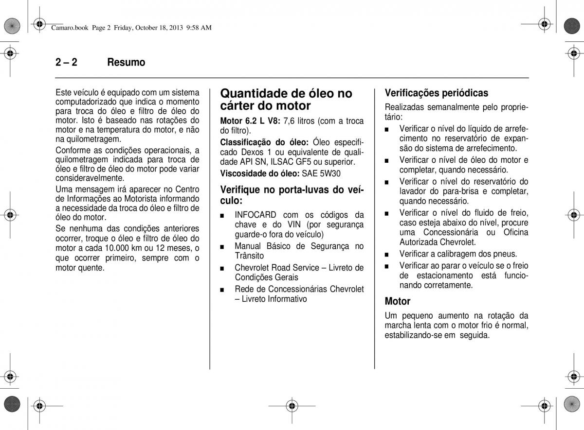 Chevrolet Camaro V 5 manual del propietario / page 10
