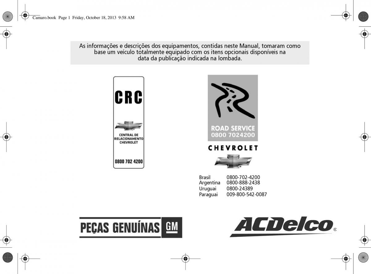 Chevrolet Camaro V 5 manual del propietario / page 1