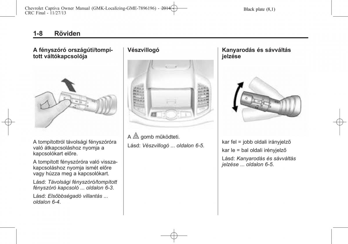 Chevrolet Captiva Kezelesi utmutato / page 12