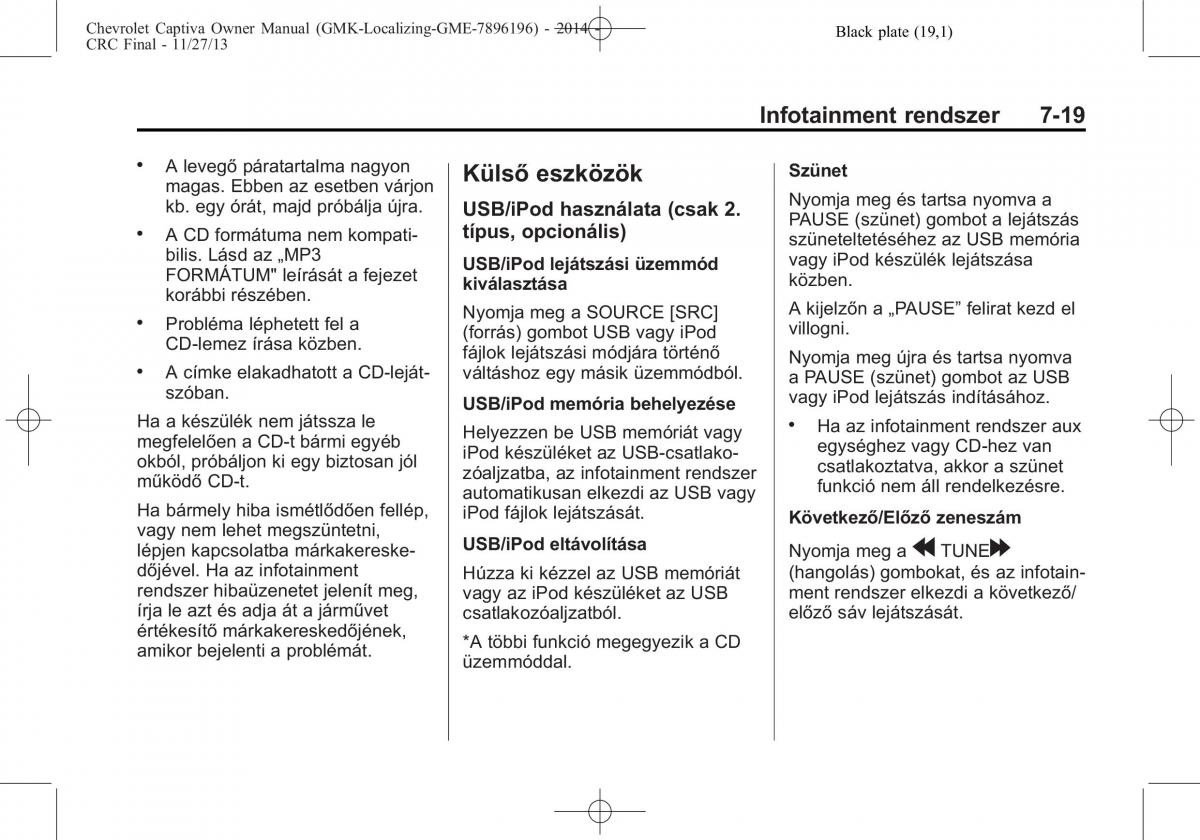 Chevrolet Captiva Kezelesi utmutato / page 143