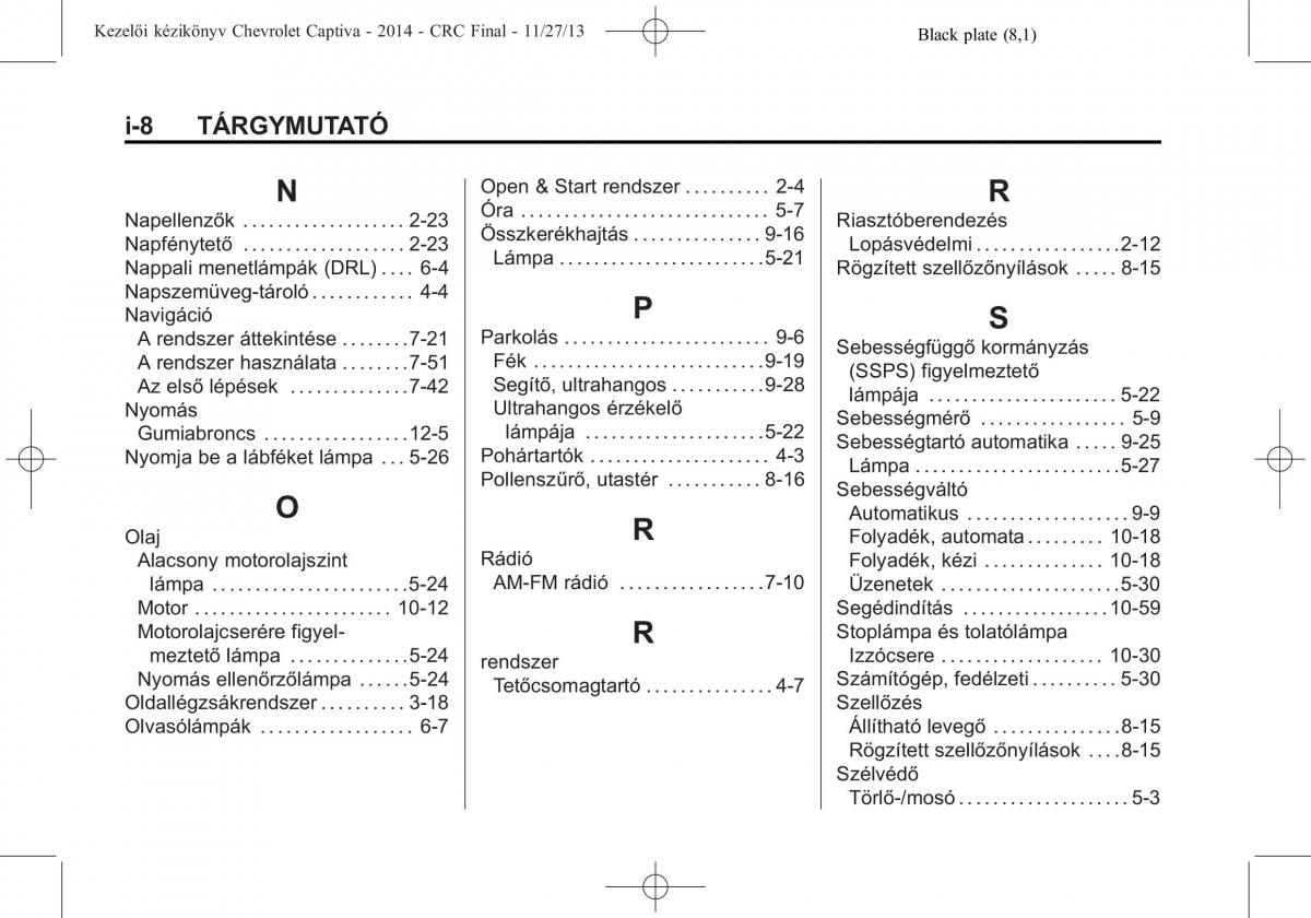 Chevrolet Captiva Kezelesi utmutato / page 366