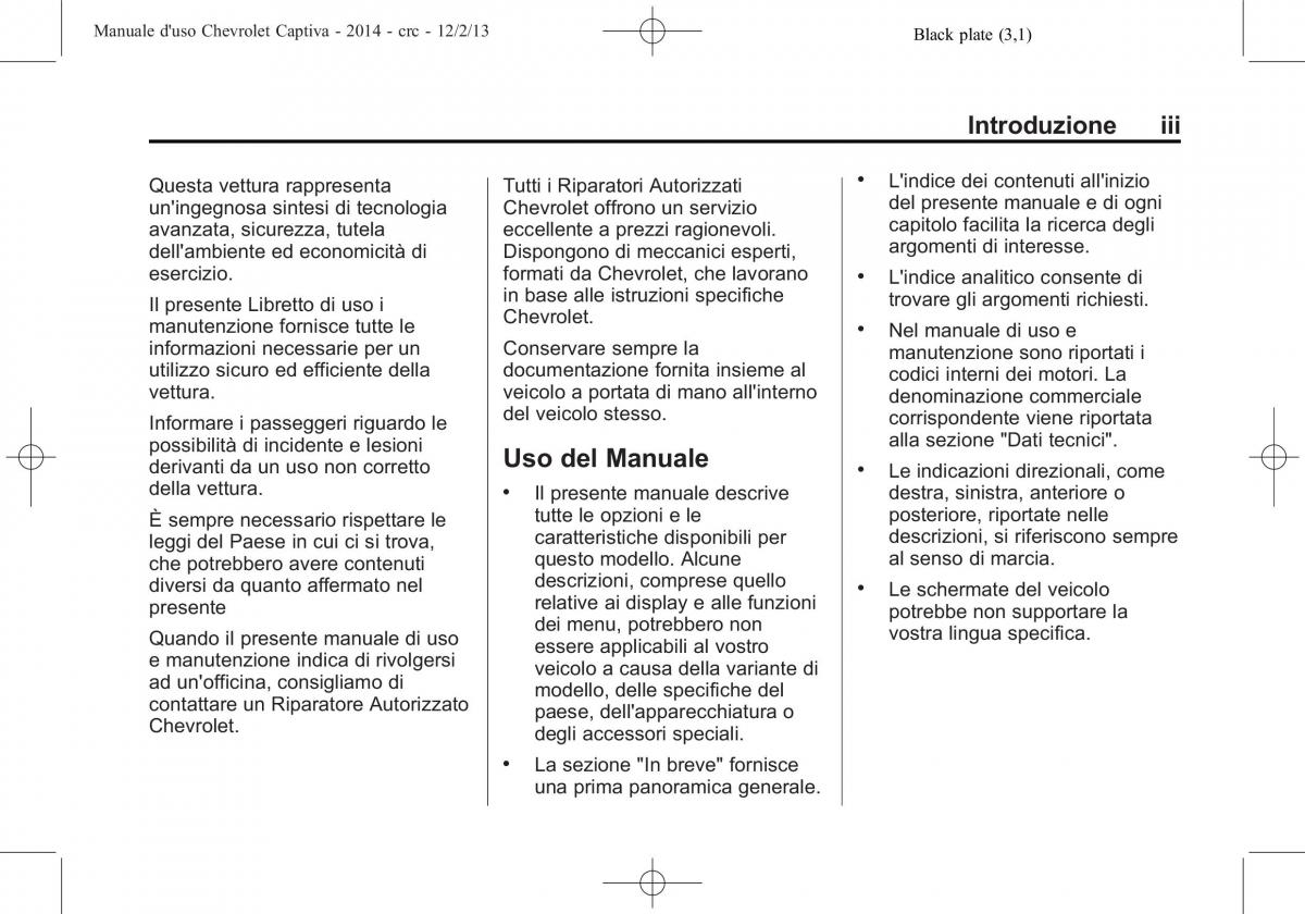 Chevrolet Captiva manuale del proprietario / page 3