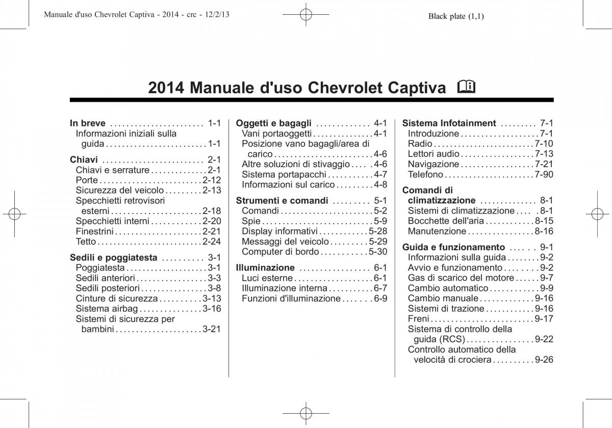 Chevrolet Captiva manuale del proprietario / page 1