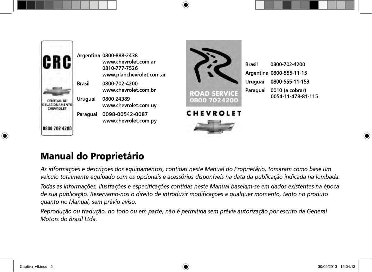 Chevrolet Captiva manual del propietario / page 2