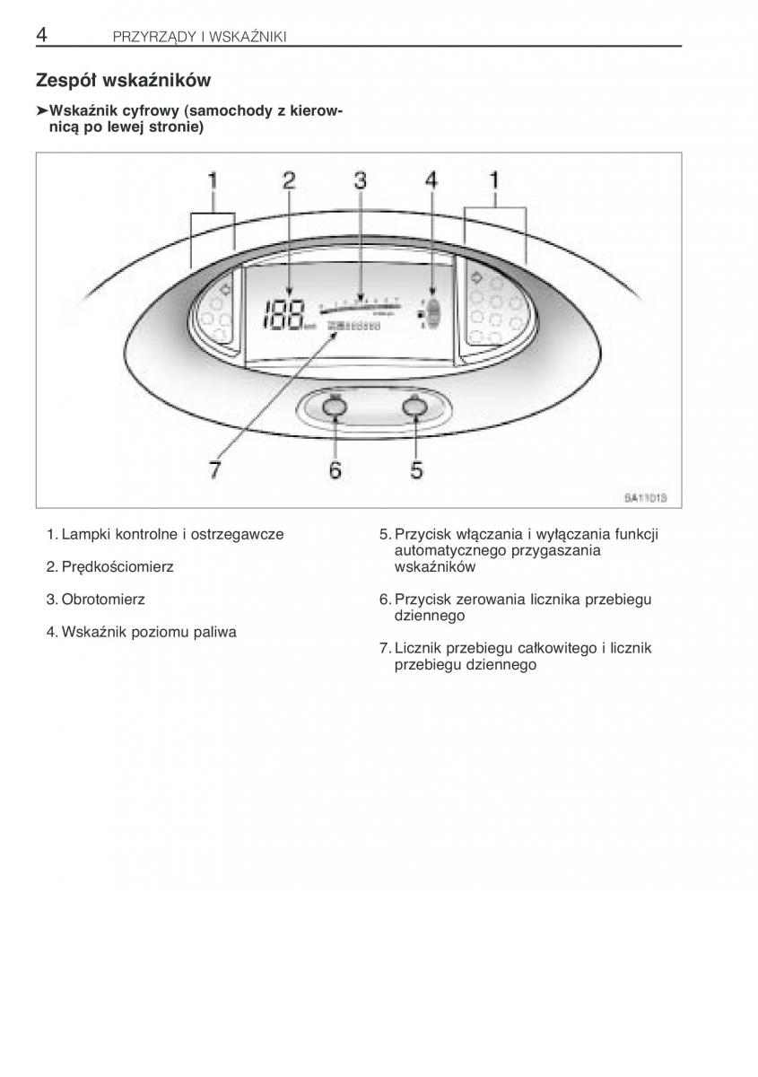 Toyota Yaris Verso instrukcja obslugi / page 11