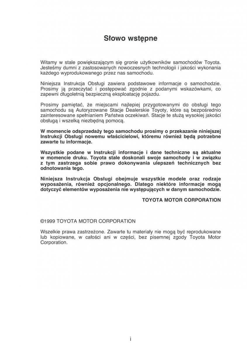 Toyota Yaris Verso instrukcja obslugi / page 2