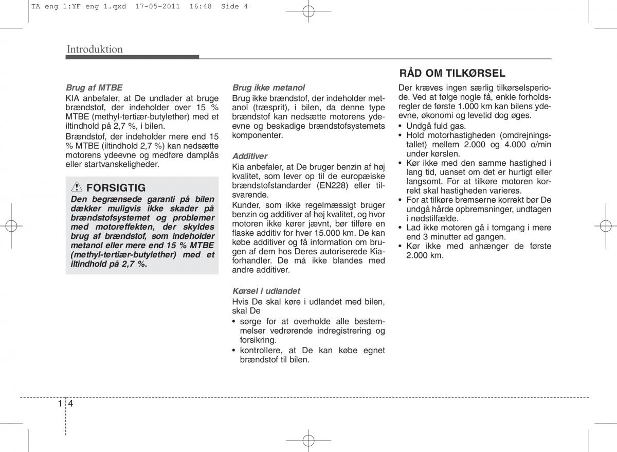 KIA Picanto II 2 Bilens instruktionsbog / page 8
