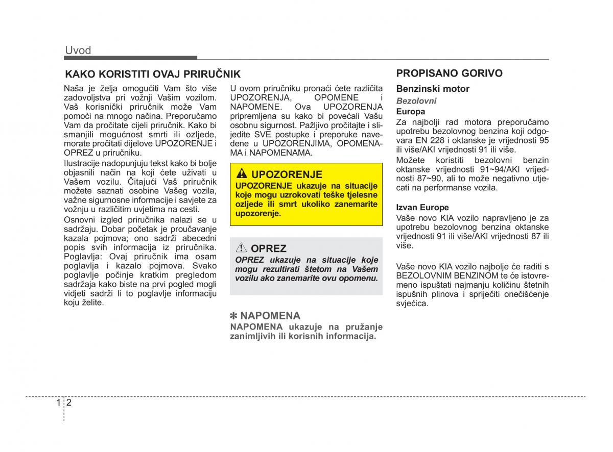 KIA Picanto II 2 vlasnicko uputstvo / page 7