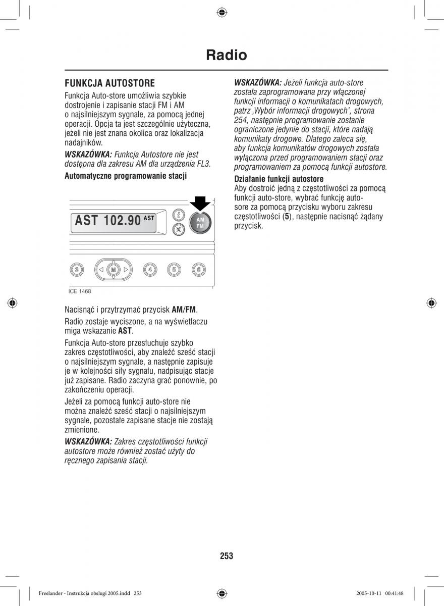 Land Rover Freelander I 1 instrukcja obslugi / page 253