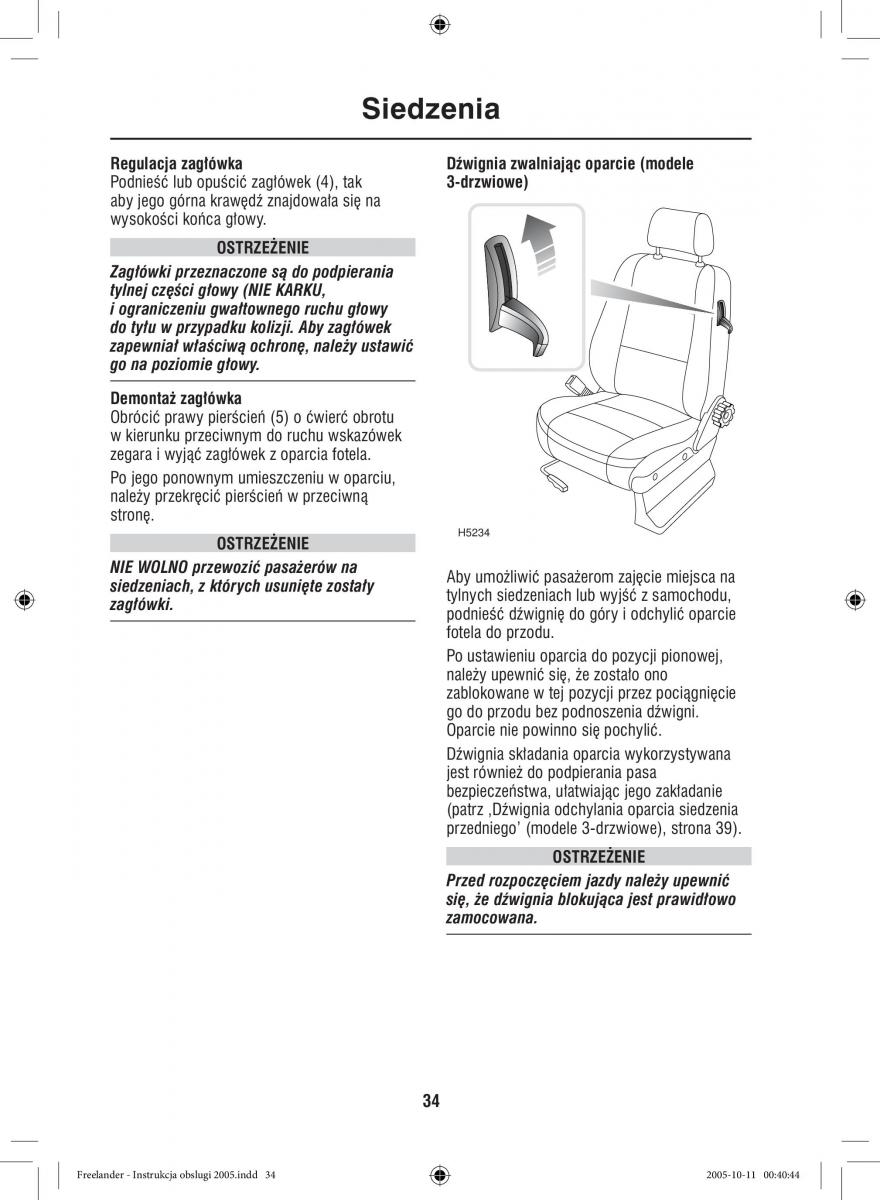 Land Rover Freelander I 1 instrukcja obslugi / page 34
