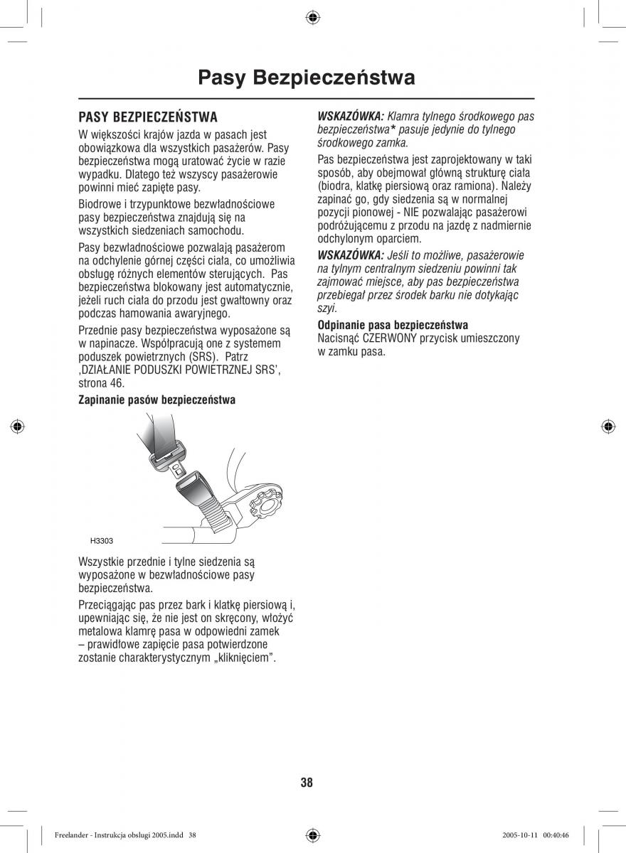 Land Rover Freelander I 1 instrukcja obslugi / page 38