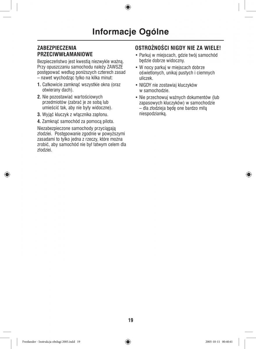 Land Rover Freelander I 1 instrukcja obslugi / page 19