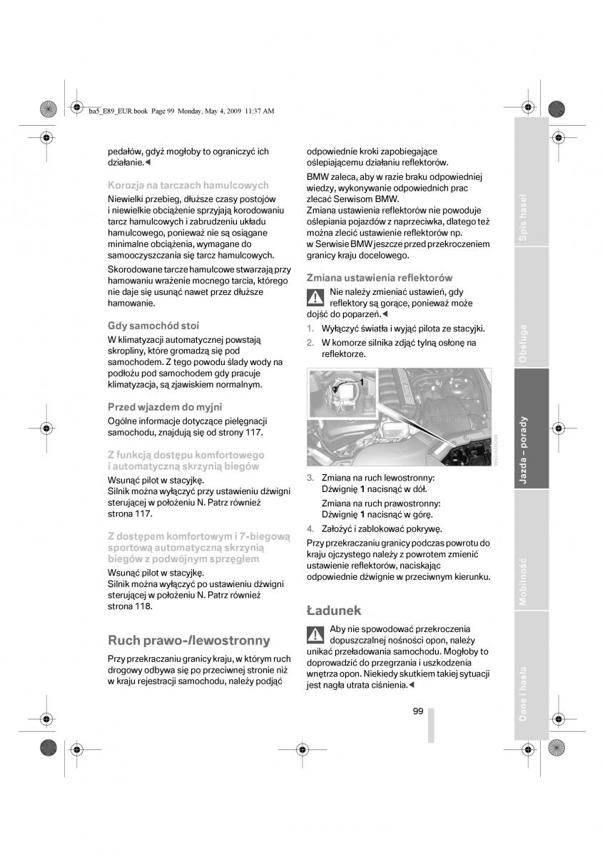 BMW Z4 E89 instrukcja obslugi / page 100