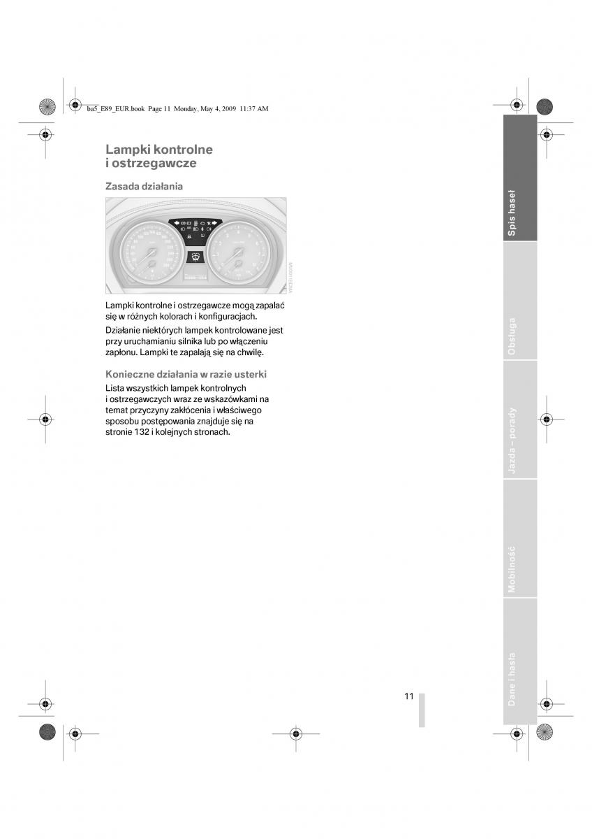 BMW Z4 E89 instrukcja obslugi / page 12