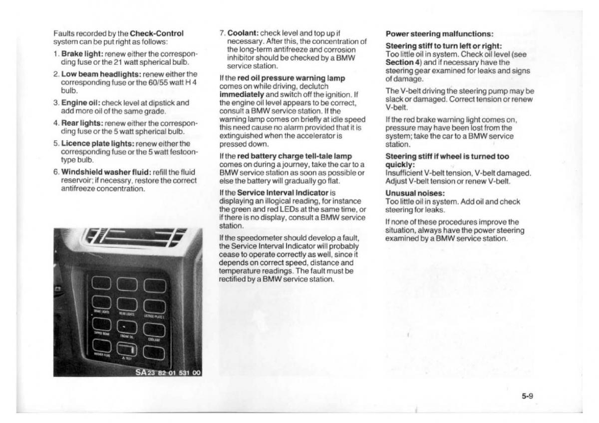 BMW 7 E23 owners manual / page 101