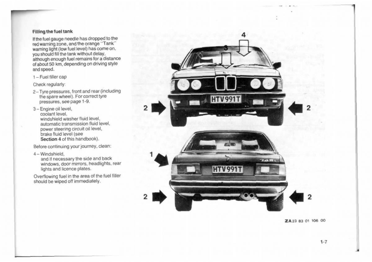 BMW 7 E23 owners manual / page 13