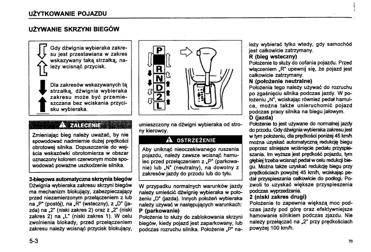 Suzuki Baleno I 1 instrukcja obslugi / page 72