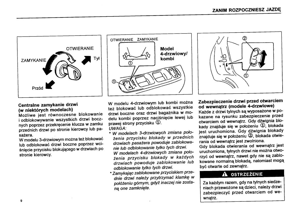 Suzuki Baleno I 1 instrukcja obslugi / page 11
