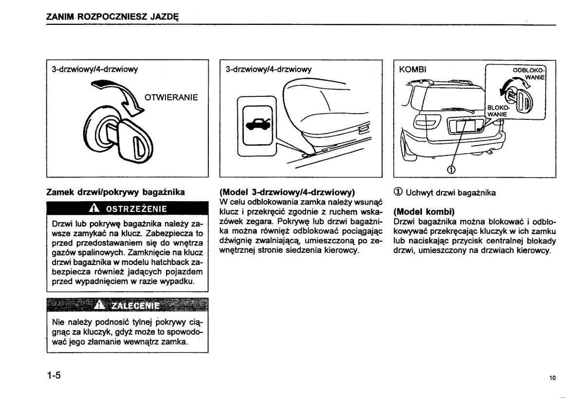 Suzuki Baleno I 1 instrukcja obslugi / page 12