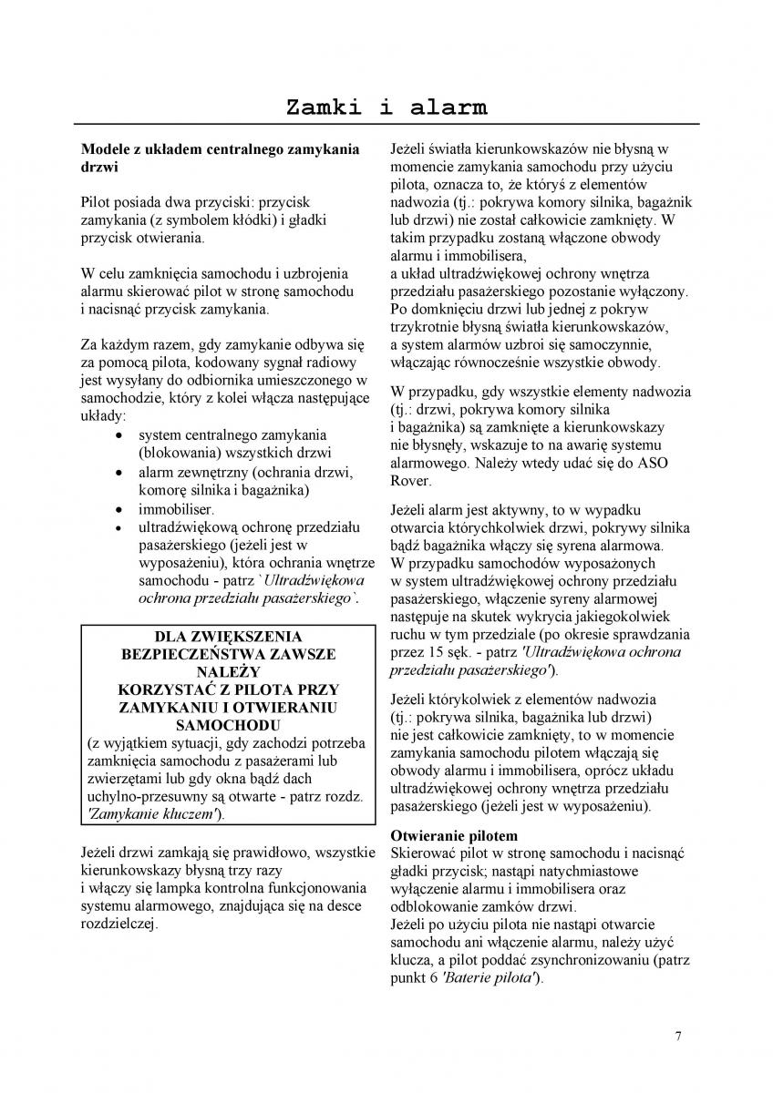 manual  Rover 200 III 3 instrukcja / page 7
