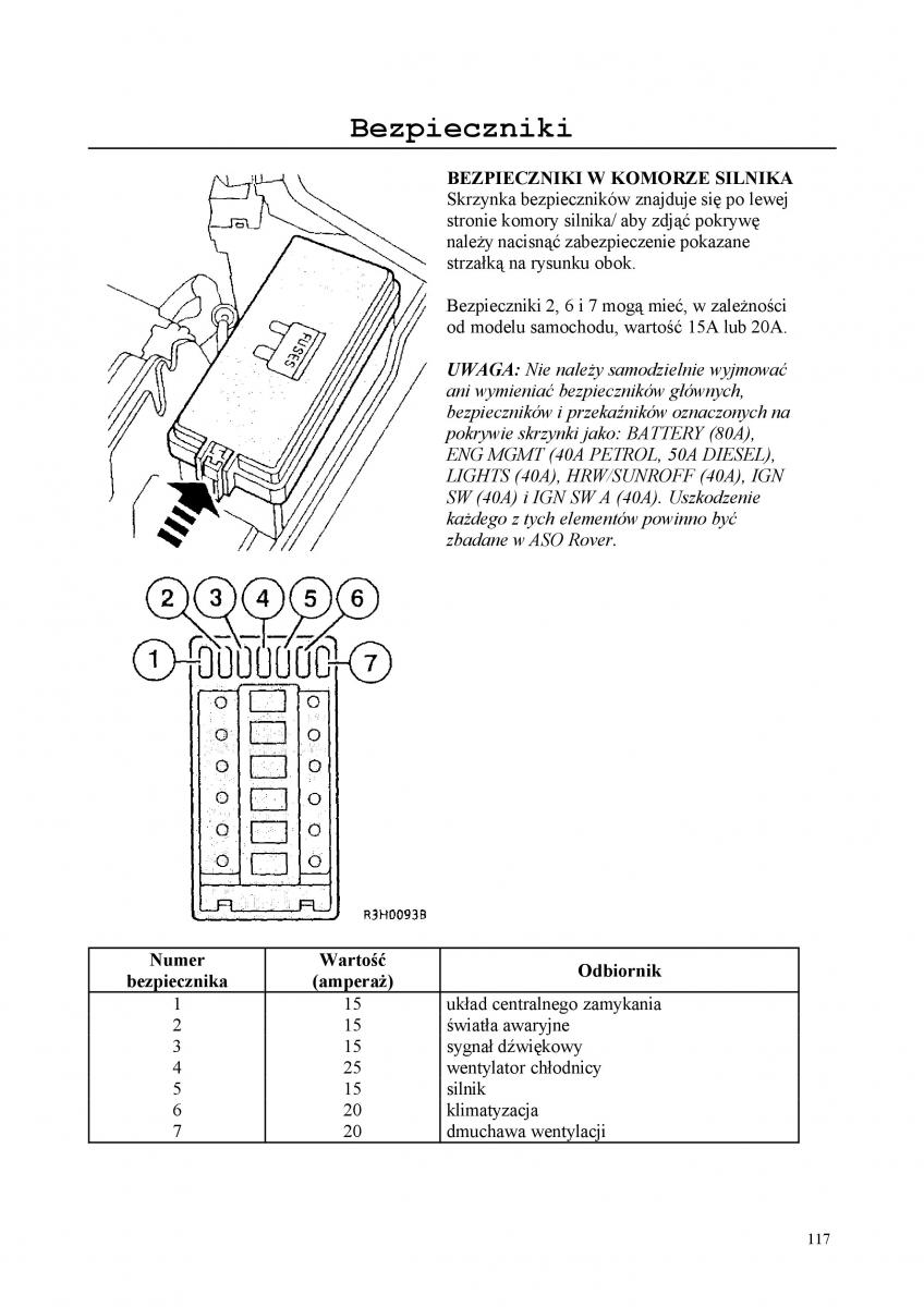 Rover 200 III 3 instrukcja obslugi / page 117