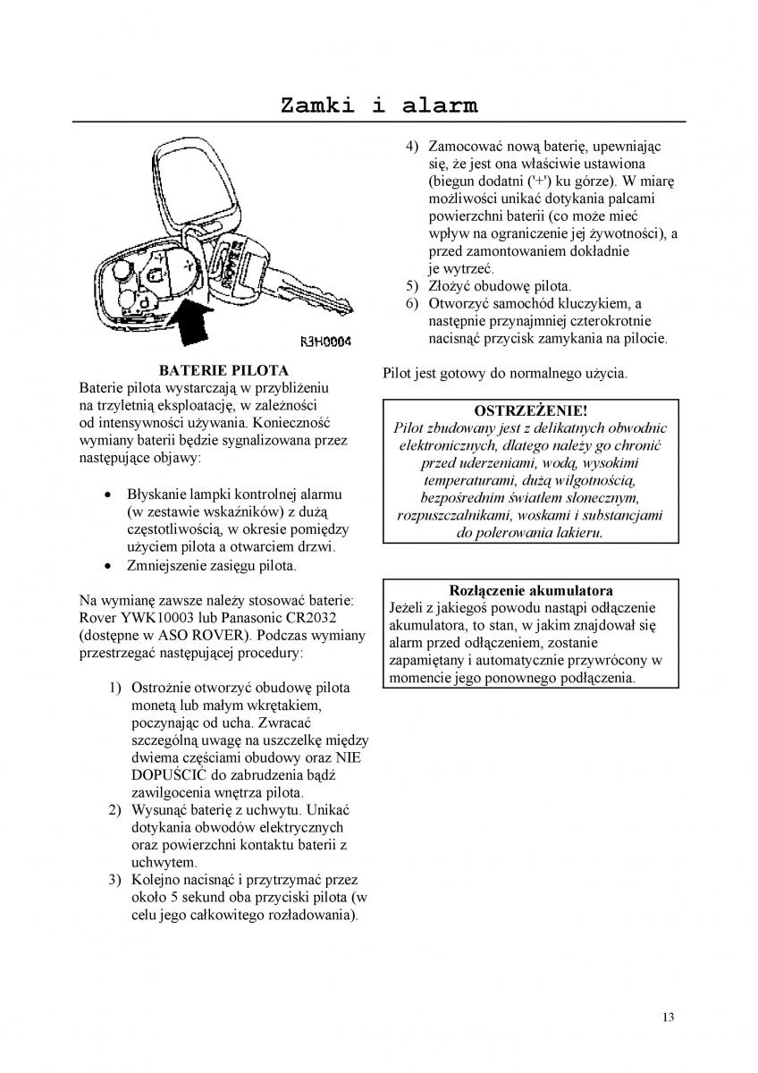 manual  Rover 200 III 3 instrukcja / page 13