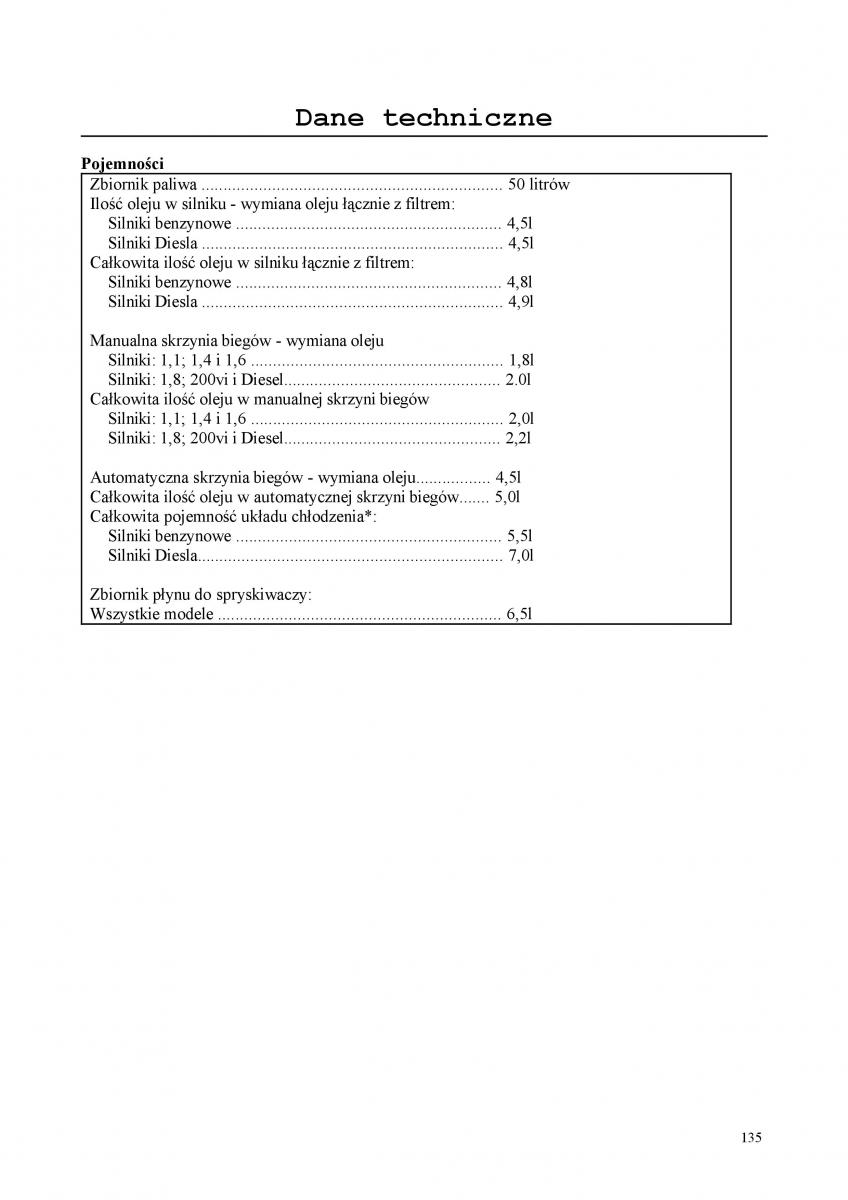 manual  Rover 200 III 3 instrukcja / page 135