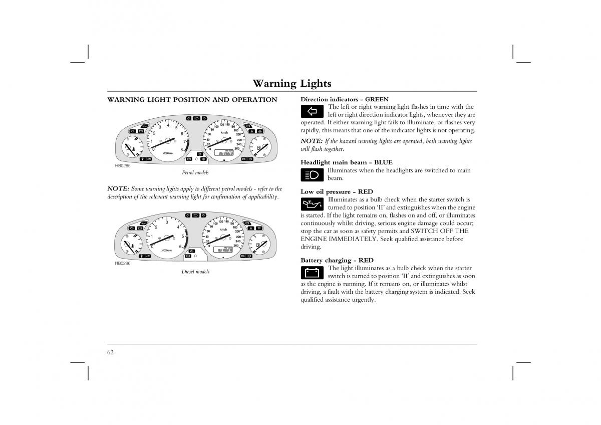 Rover 45 owners manual / page 62