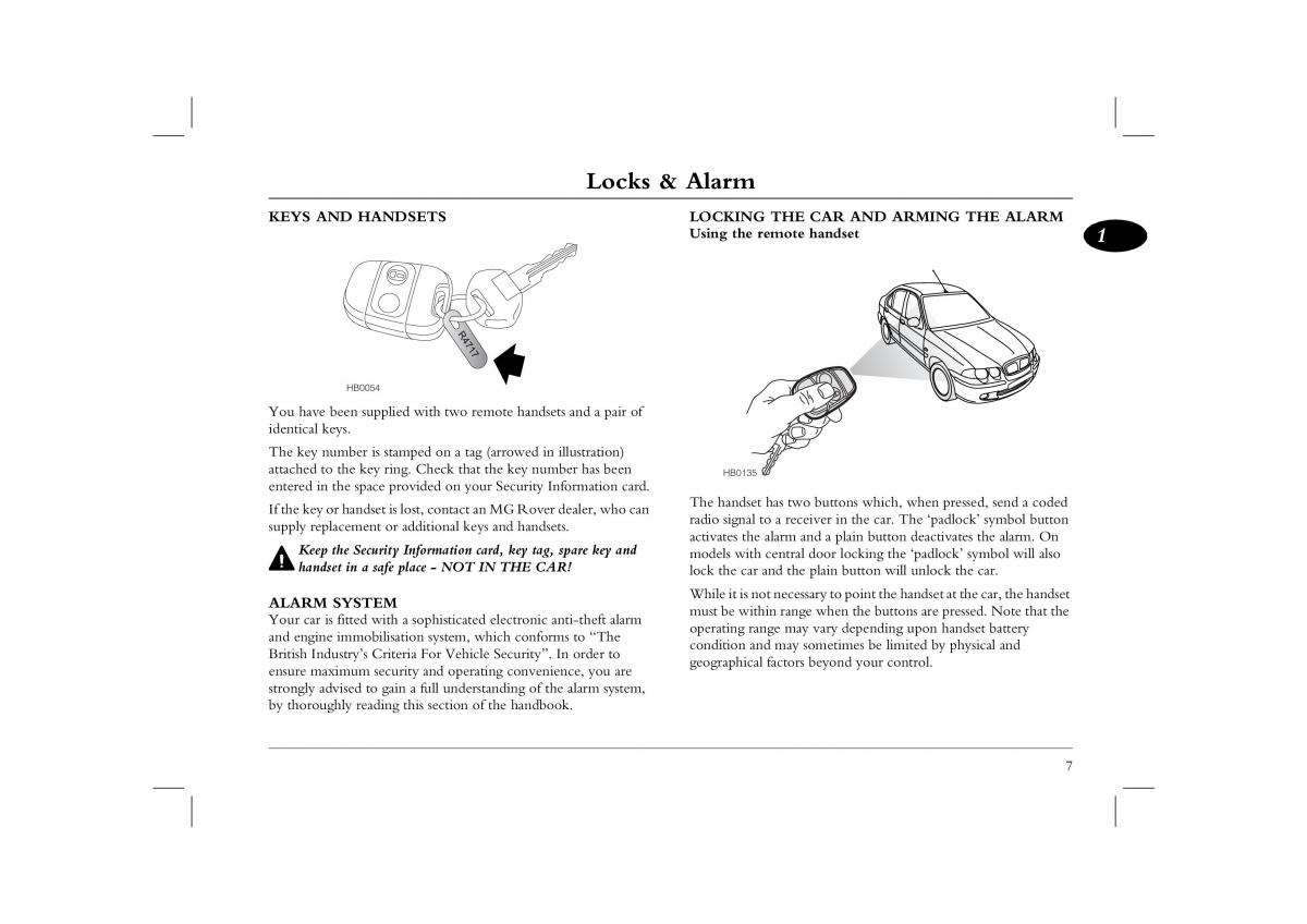 manual  Rover 45 owners manual / page 7