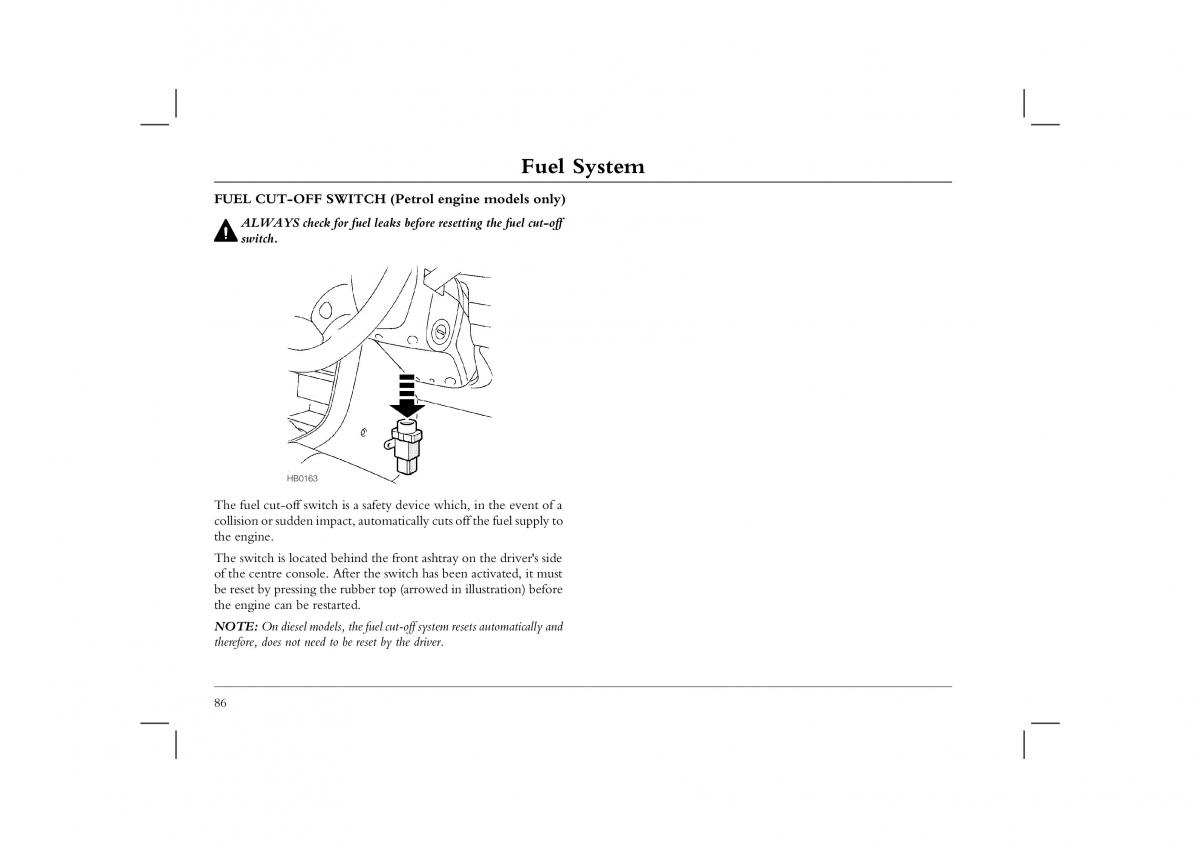 Rover 45 owners manual / page 86