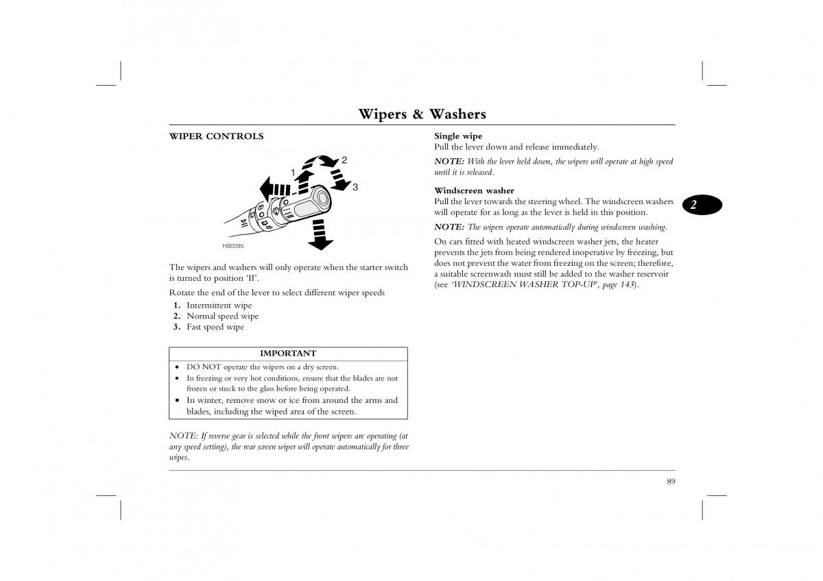 Rover 45 owners manual / page 89