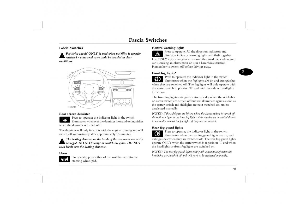 Rover 45 owners manual / page 91