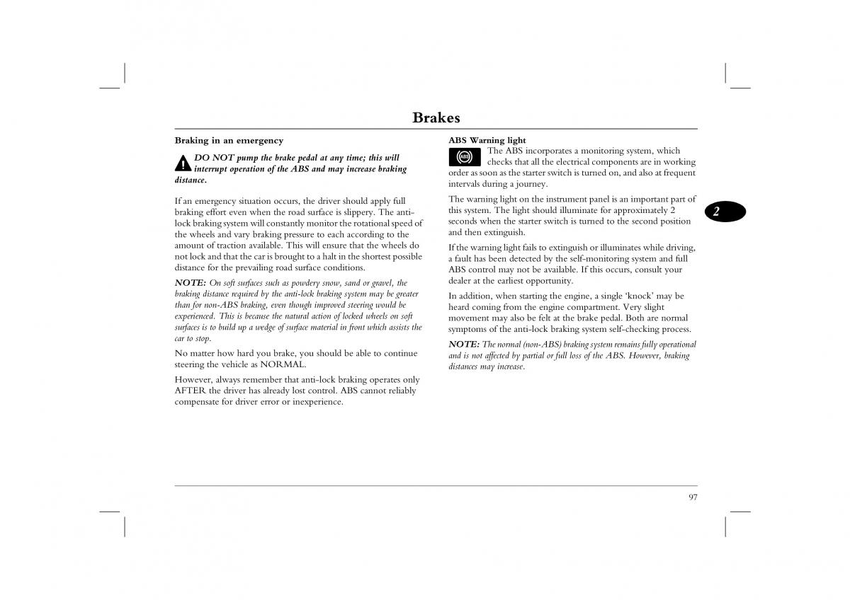 Rover 45 owners manual / page 97
