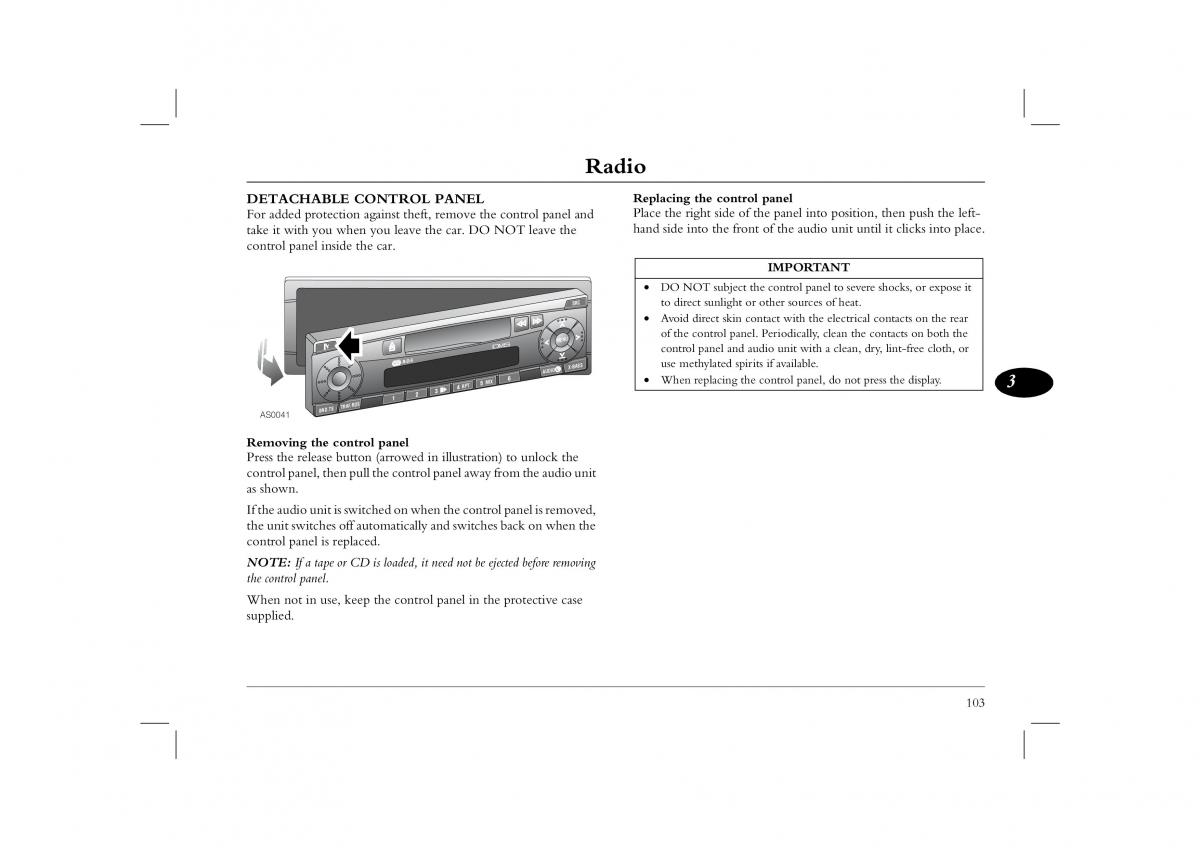 Rover 45 owners manual / page 103
